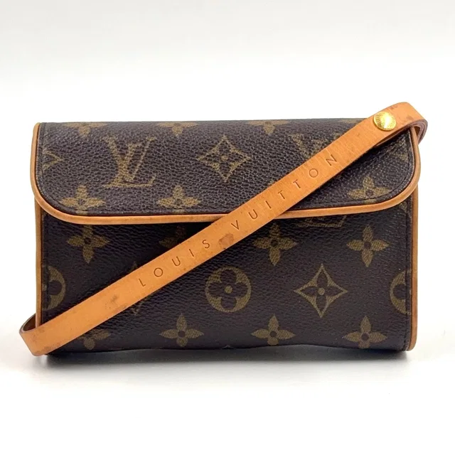 Louis Vuitton Pochette Twin PM Monogram XS Leather Brown Shoulder Bag Gold in Brown Leather from The Reluxe