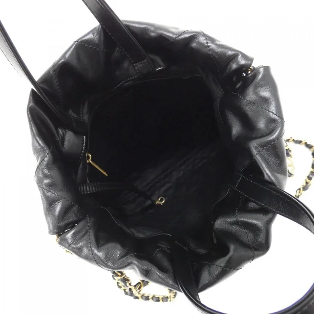 CHANEL 22 Line AS3859 Rucksack in BLACK / MAT GOLD metal fittings calf from KOMEHYO, photo 8 of 8