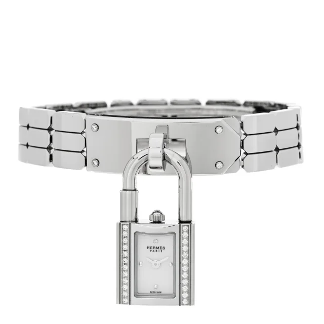 Hermès Stainless Steel Diamond 16mm Kelly Quartz Watch from FASHIONPHILE, photo 2 of 5