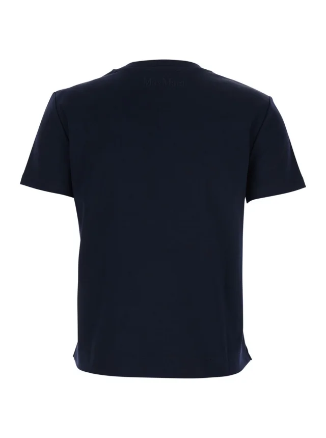 Maxmara pure 'Donata' Dark Blue T-Shirt with Embroidered Logo on the Back in Cotton for Women in Blue 100% Cotton, photo 3 of 5 from Gaudenzi Boutique