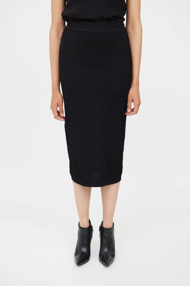 Fendi Knit Monogram Midi Skirt from VSP Consignment