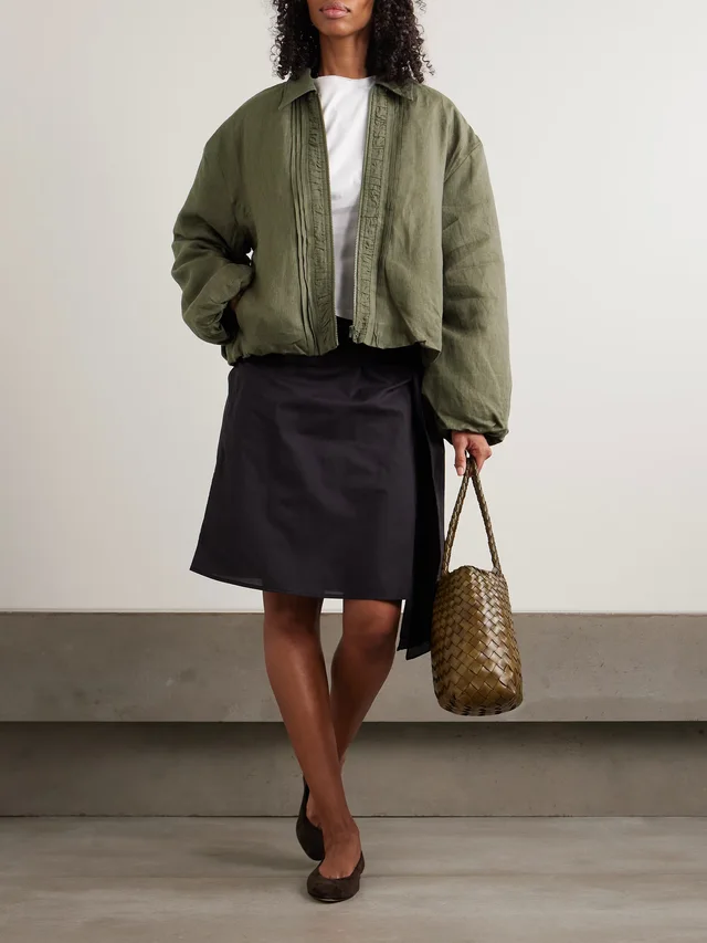 DEIJI STUDIOS Pintuck padded linen jacket in Green, photo 2 of 2 from NET-A-PORTER (Canada)