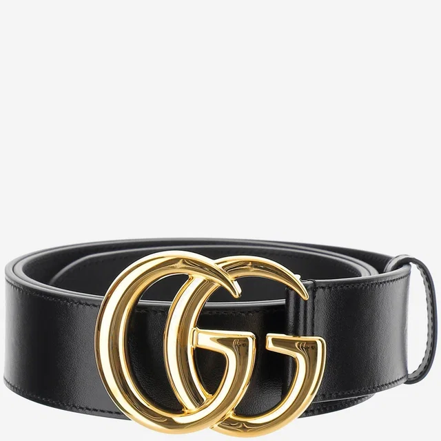 Gucci Double G Buckle Leather Belt — Black in Black Leather from HEWI