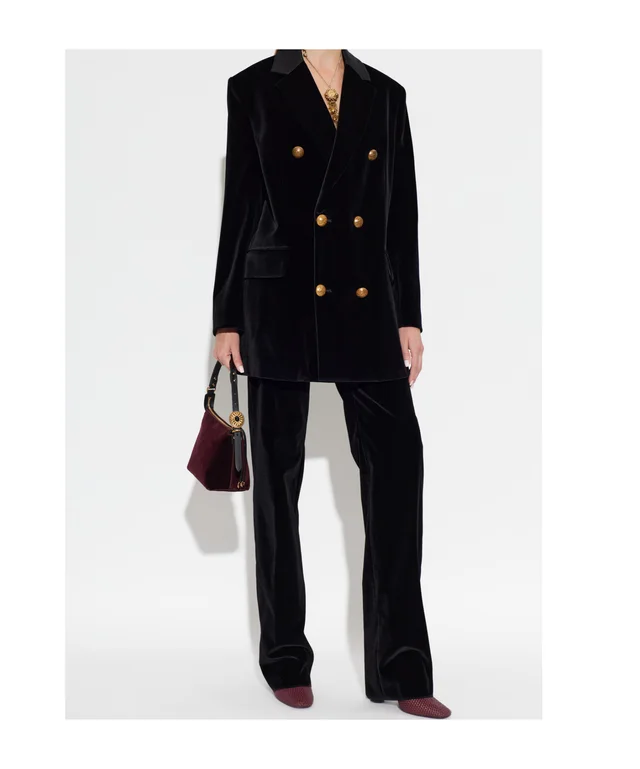 Etro long double-breasted stretch cotton velvet jacket, photo 4 of 4 from SENSER