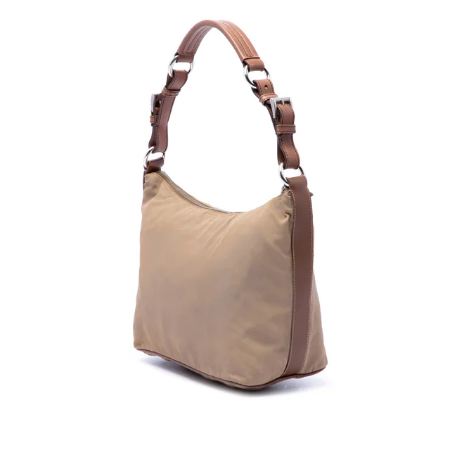Brown Prada Saffiano Trimmed Tessuto Shoulder Bag in Brown Saffiano leather from Designer Revival, photo 2 of 2