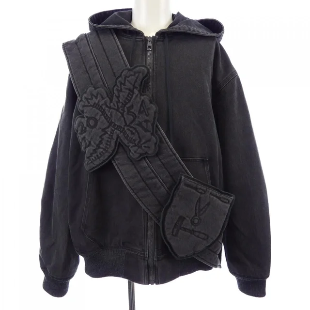 Louis Vuitton Zip Thro Denim Hoodie with Sash and Patch in Denim from The Reluxe