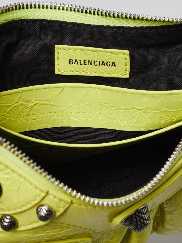 Balenciaga Neon Yellow Lambskin Leather Le Cagole Mini Crossbody Bag in Yellow Lambskin from Yoogis, photo 11 of 12
