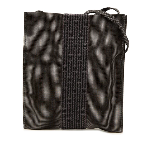 Gray Hermès Canvas Herline Pochette Crossbody Bag in Grey Canvas from Designer Revival