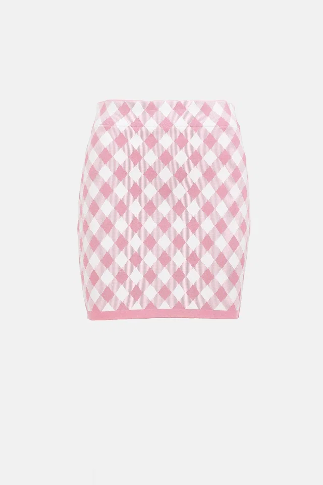 Balmain Knit Checkered Mini Skirt from VSP Consignment