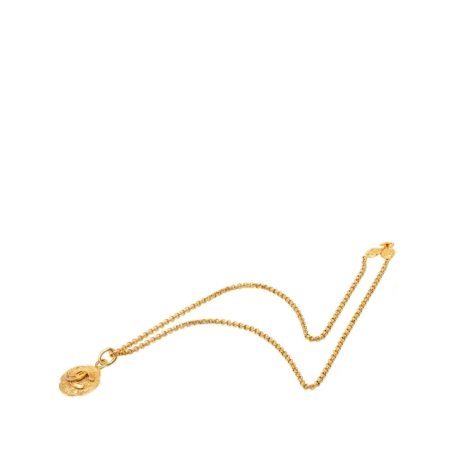 Gold Chanel CC Gold Plated Medallion Pendant Necklace in Gold from Designer Revival