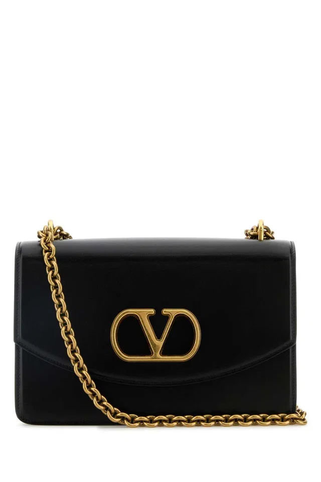 Valentino Garavani Vain Shoulder Bag — Black Calf Leather - Bos Taurus in Black Calfskin from HEWI