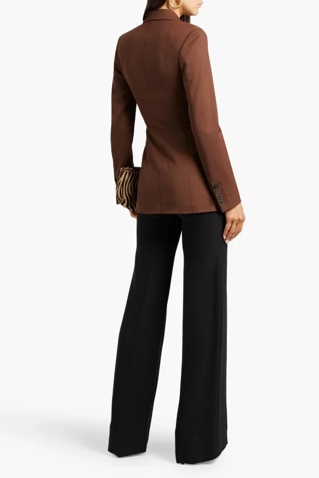 Valentino Garavani Double-Breasted Wool-Blend Crepe Blazer in Brown, photo 3 of 4 from THE OUTNET