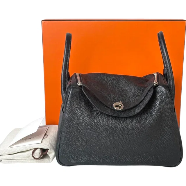 Hermès Lindy 30cm Bag in Black Clemence with PHW in Black Clemence leather from Luxury Promise