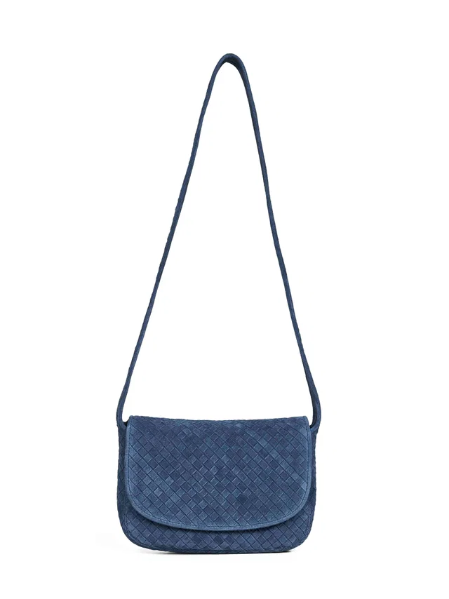 Bottega Veneta Intrecciato Shoulder Bag — Blue Calf Leather in Blue Calfskin from HEWI