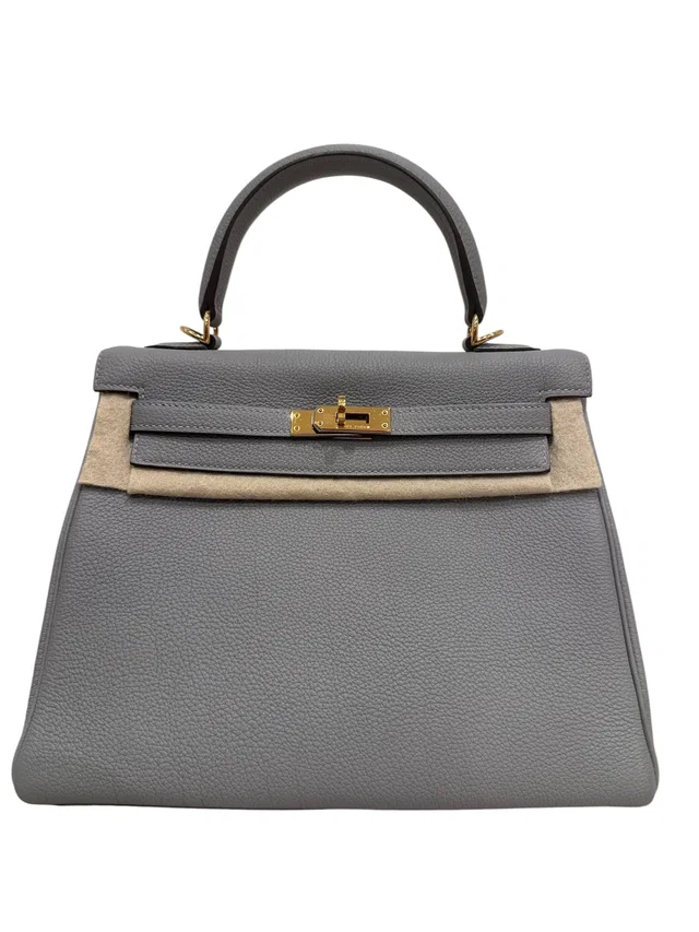 Hermès Kelly 25 in Blue Glacier Togo - Full Set in Blue Togo leather from Luxury Promise