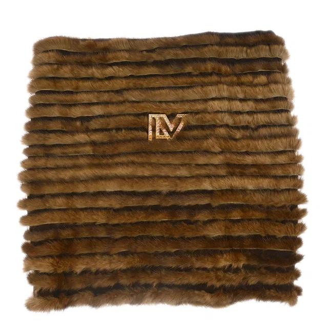 Mink Fur LV Logo Snood Diva Neck Warmer M74728 in Wool from AMORE Vintage Tokyo