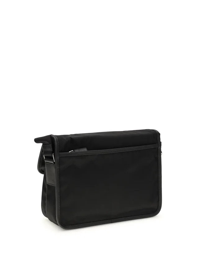 Prada Re-Nylon And Saffiano Leather Shoulder Bag — Black General Polyamide in Black Saffiano leather from HEWI
