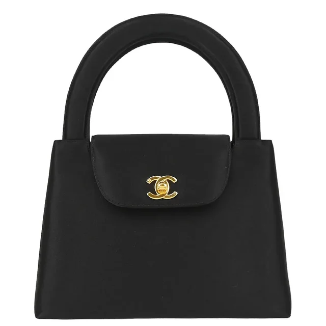 Chanel 1997-1999 Black Satin Handbag in Black Satin from AMORE Vintage Tokyo