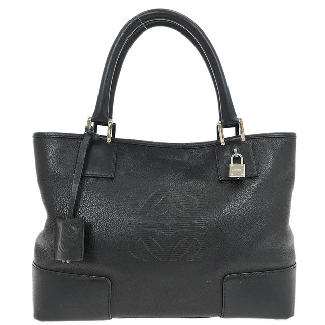 Loewe Black Fusta 30 Tote Bag in Black Leather from AMORE Vintage Tokyo