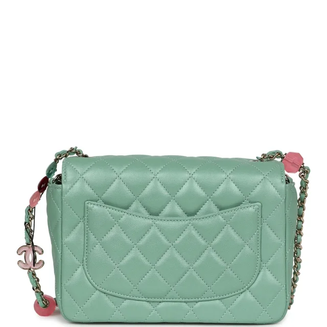 Chanel Candy Heart Mini Flap Bag Turquoise Lambskin Enamel and Light Gold Hardware in Blue Lambskin from Madison Avenue Couture, photo 4 of 13