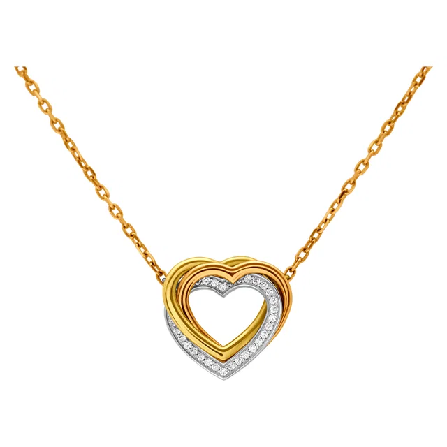 Cartier Trinity heart necklace in 18k rose, yellow & white gold with diamonds in White Yellow Gold from Gray And Sons