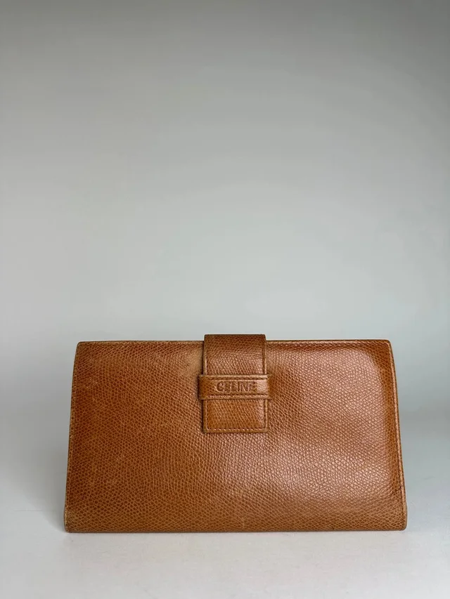 Celine Vintage Paris Snake Emblossed Long Leather Wallet Brown in brown|red Leather from Grailed, photo 1 of 1