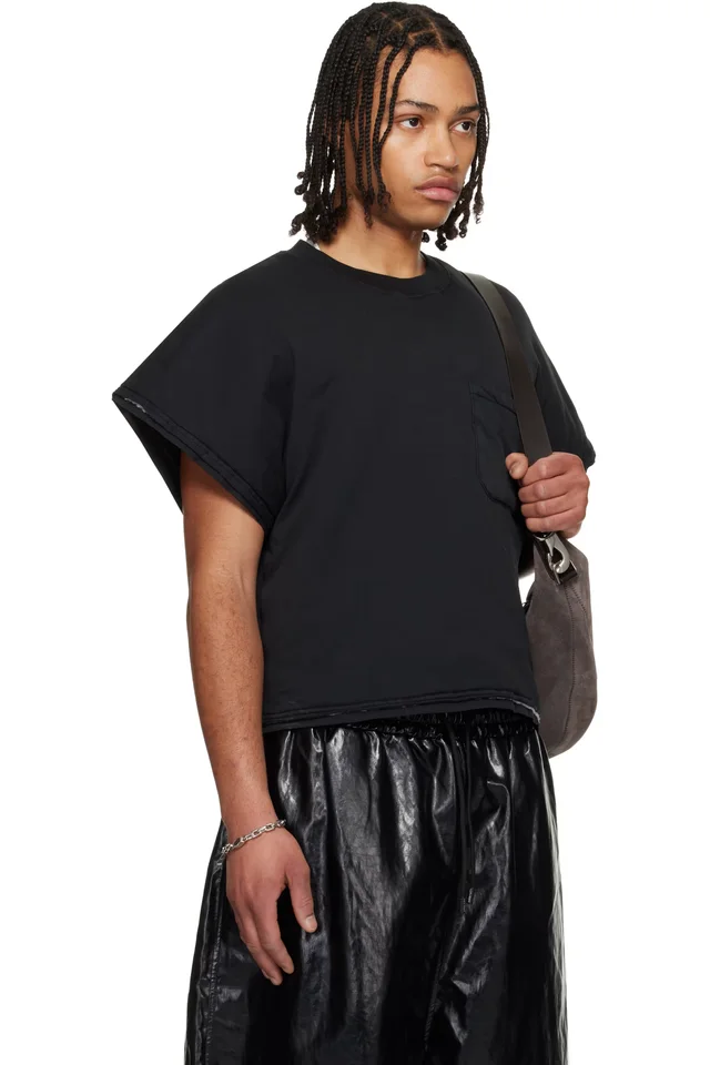 LU'U DAN Black Wadded Pocket T-shirt, photo 2 of 4 from SSENSE
