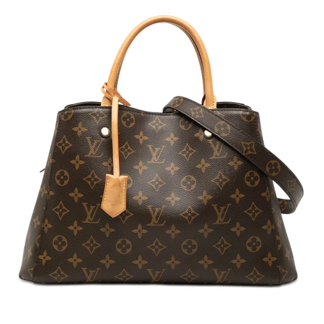 Brown Louis Vuitton Monogram Montaigne MM Satchel in Brown Coated canvas from Designer Revival