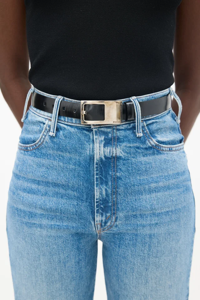 Gucci Leather & Wide Buckle Belt in Leather from VSP Consignment