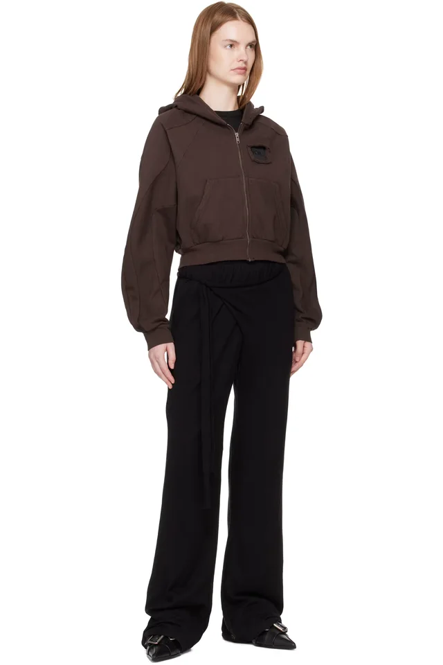 Ottolinger Brown Distressed Multiline Zip Hoodie, photo 4 of 4 from SSENSE