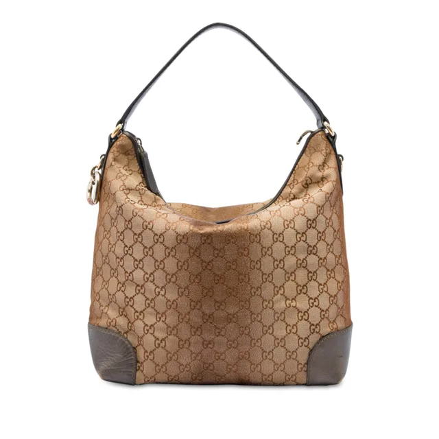 Brown Gucci GG Lurex Heart Bit Shoulder Bag in Brown Canvas from Designer Revival, photo 1 of 1