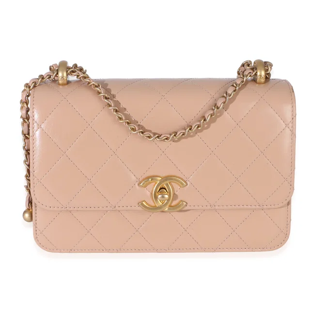Chanel Beige Quilted Calfskin Small Perfect Fit Flap Bag in Beige Calfskin from myGemma