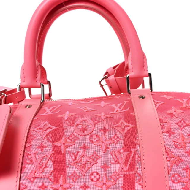 Louis Vuitton Monogram Fluo See Through Keepall Bandouliere 50 Rose in Pink Leather from FASHIONPHILE, photo 6 of 8