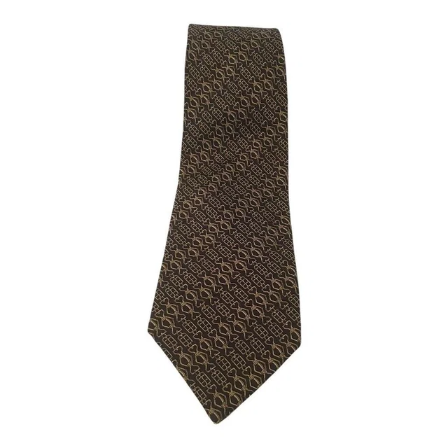 Lanvin Paris Silk Tie Mens Brown Gold Geometric Chain Pattern Luxury Necktie in brown|red|gold Silk from Poshmark