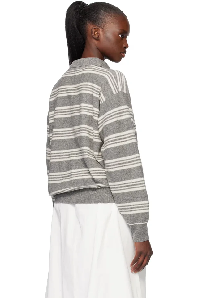 Nothing Written Gray Kevin Stripe Pullover Polo, photo 3 of 4 from SSENSE