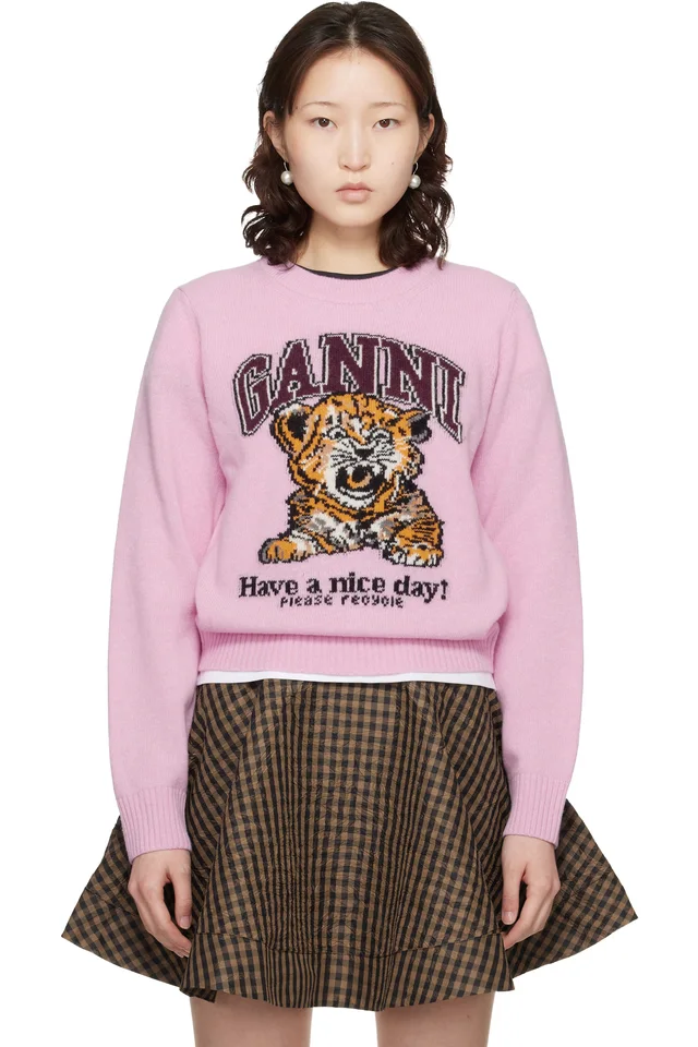 Pink Graphic Wool Sweater