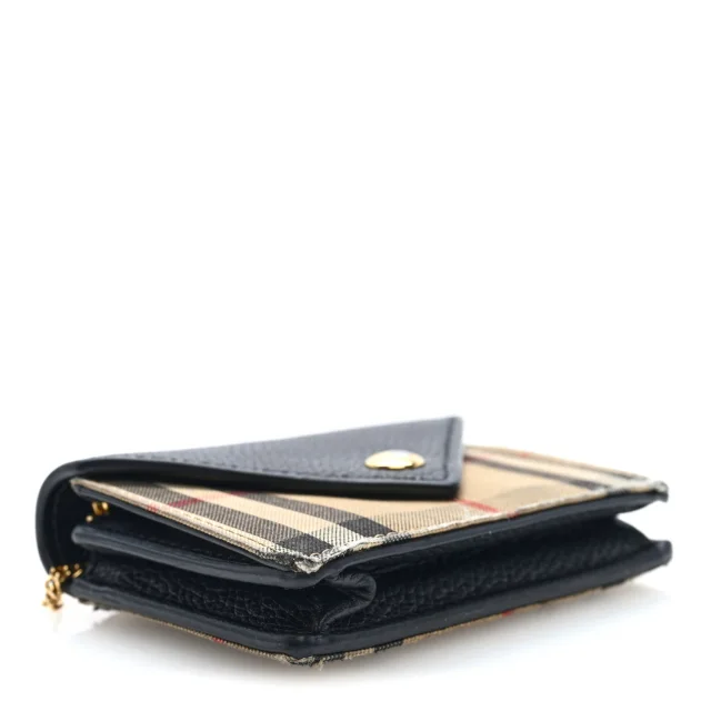 Burberry Grainy Calfskin Vintage Check Jade Card Case On Chain Black in Black Calfskin from FASHIONPHILE, photo 4 of 10