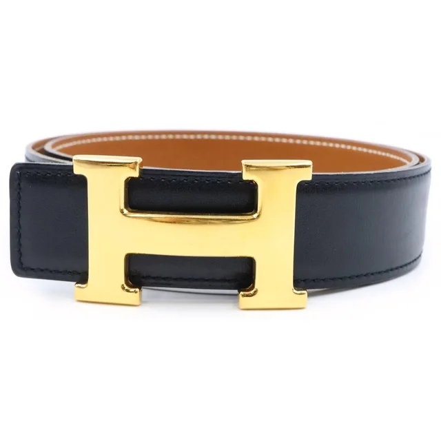 Hermès Constance Reversible Leather Belt Black Brown in Black Leather from The Reluxe