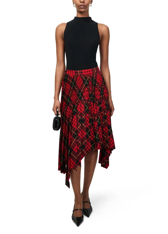 MCQUEEN Asymmetric midi skirt in Red 55% polyester, 45% wool, photo 6 of 6 from 24S (US)