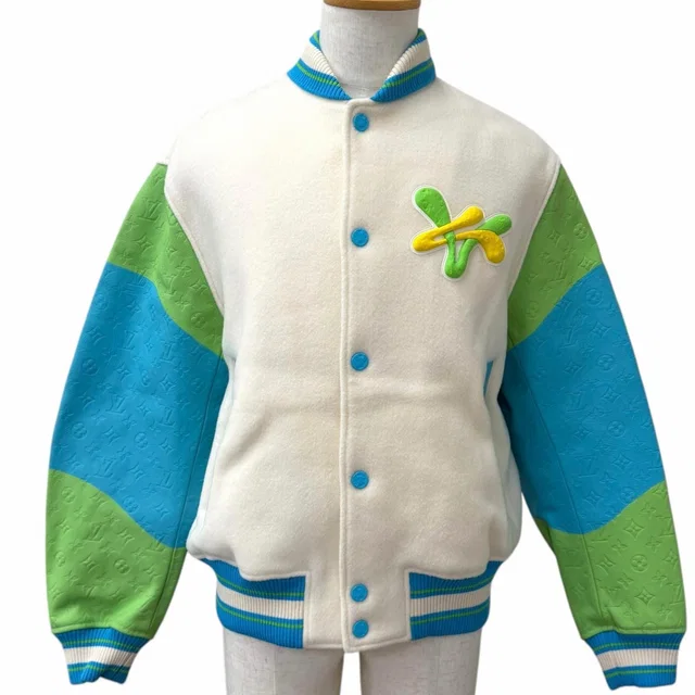 Louis Vuitton Sleeves Leather Rainbow Playground Varsity Jacket 48 in Leather from The Reluxe