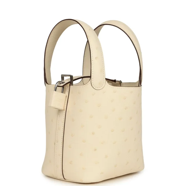 Hermès Micro Picotin Lock 14 Nata Ostrich Palladium Hardware in Ostrich from Madison Avenue Couture, photo 5 of 8
