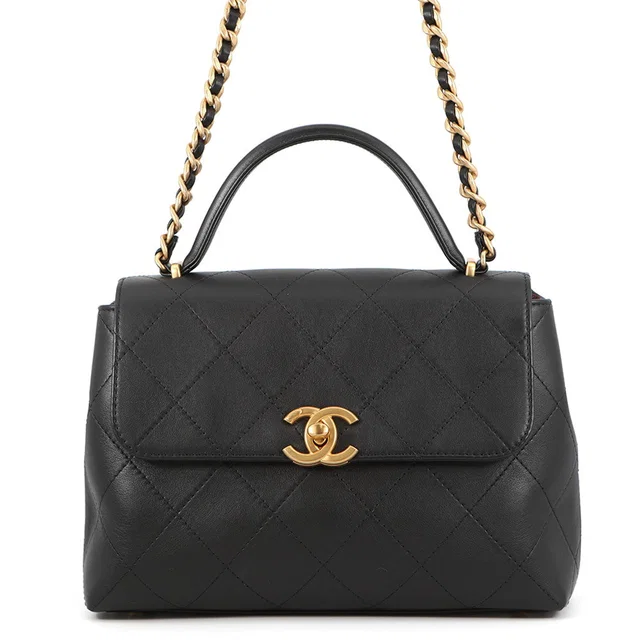Chanel Top handle flap Bag BlackAS5467 Calf Leather Size Large in Calfskin from GALLERY RARE