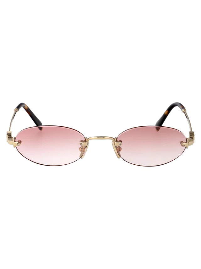 Miu Miu 0mu Oval Metal Sunglasses — Gold in Gold from HEWI