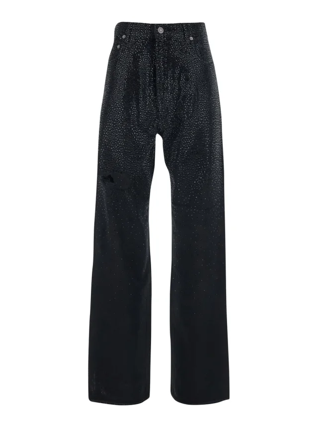 Golden goose Black Jeans with Belt Loops and All-Over Crystal Decoration in Denim for Women in Black 100% Cotton from Gaudenzi Boutique, photo 1 of 1