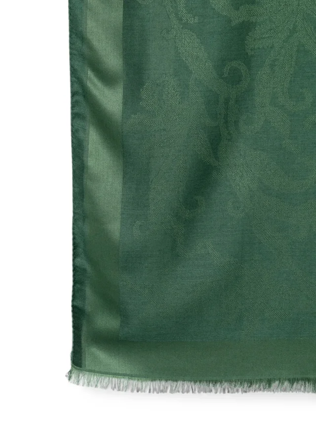Etro paisley-jacquard fringed scarf, photo 2 of 3 from SENSER