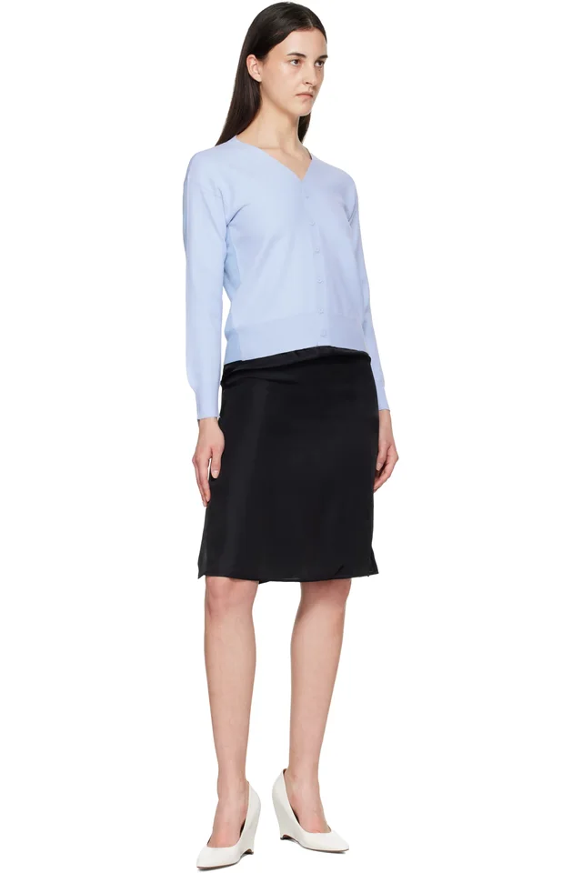 MM6 Maison Margiela Black Satin Midi Skirt, photo 4 of 4 from SSENSE