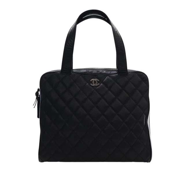 Black Chanel CC Quilted Caviar Bowler Bag Handbag in Black Caviar leather from Designer Revival, photo 1 of 1