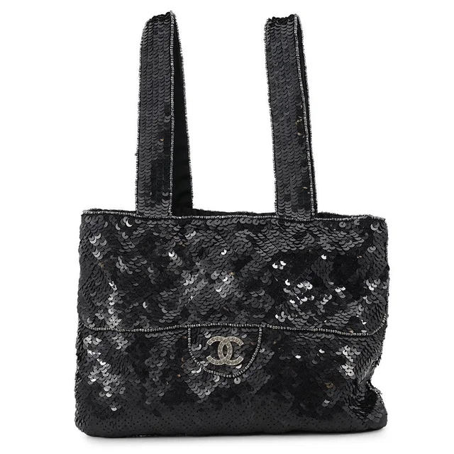 Chanel Mini Handbag Black Sequins Beads Rhinestone in Black from GALLERY RARE