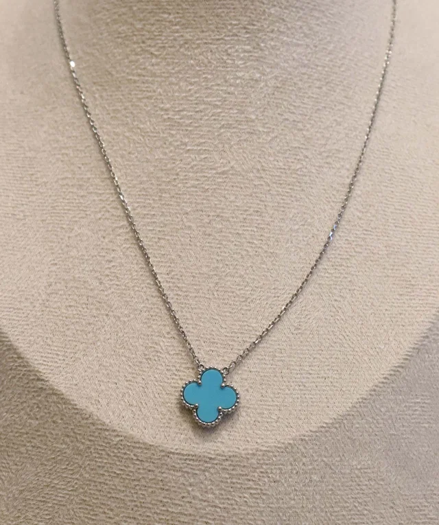 Van Cleef & Arpels Turquoise Vintage Pendant in Blue Leather from Luxury Promise