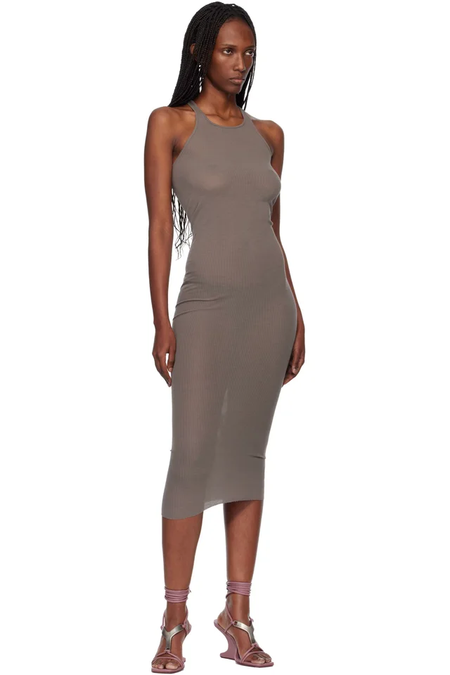 Rick Owens Gray Temple Tank Midi Dress, photo 4 of 4 from SSENSE